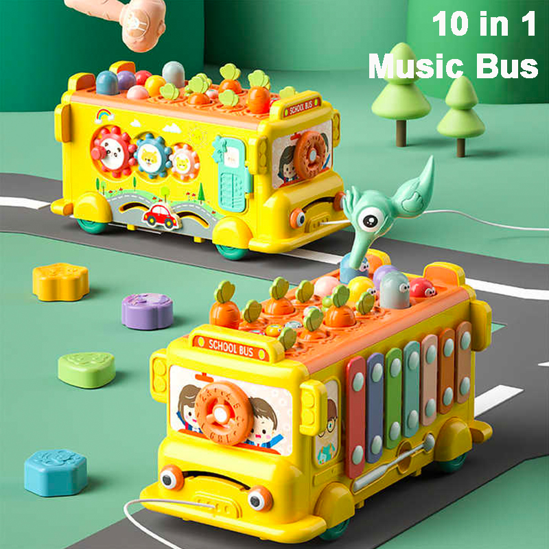 Musical Instrument Xylophone - 10 in 1Multifunction Xylophone Bus Car
