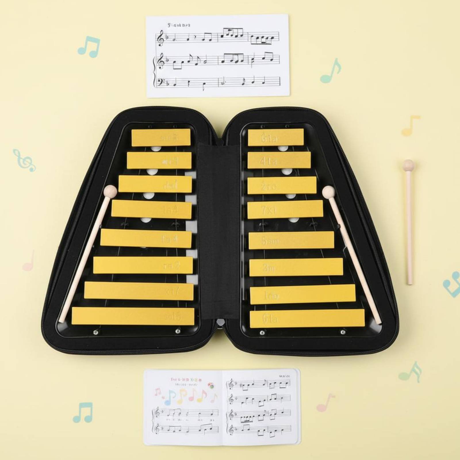 Musical Instrument Xylophone - 16-Note Aluminum Xylophone Hand Played Double-Row