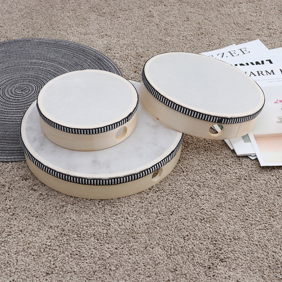 Natural Wooden Tambourine Smal - Musical Instrument Tambourine บทวิจารณ์และราคา