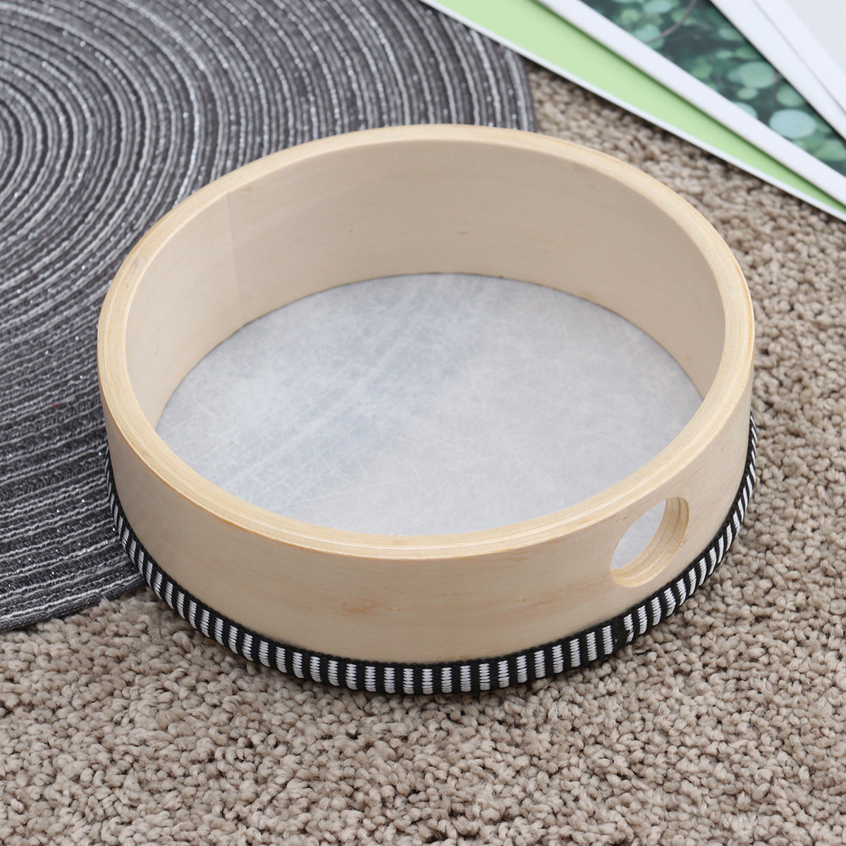 Natural Wooden Tambourine Smal - Musical Instrument Tambourine บทวิจารณ์และราคา