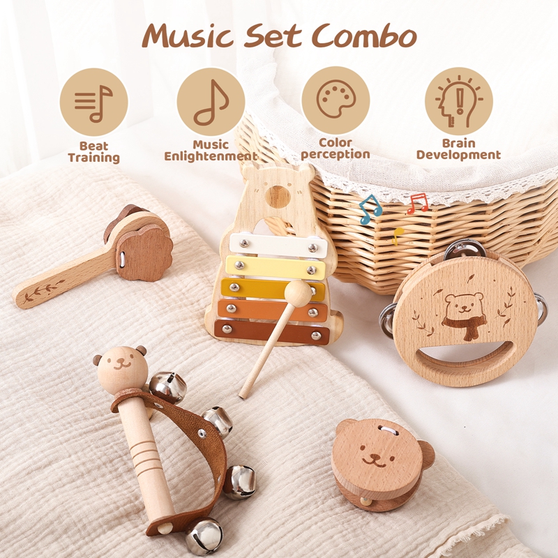 5pc Set Montessori Toys Baby M - Musical Instrument Xylophone บทวิจารณ์และราคา