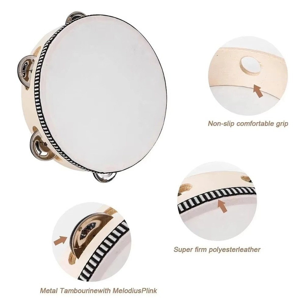 4/6/8/10 Inch Hand Held Drum W - Musical Instrument Tambourine บทวิจารณ์และราคา