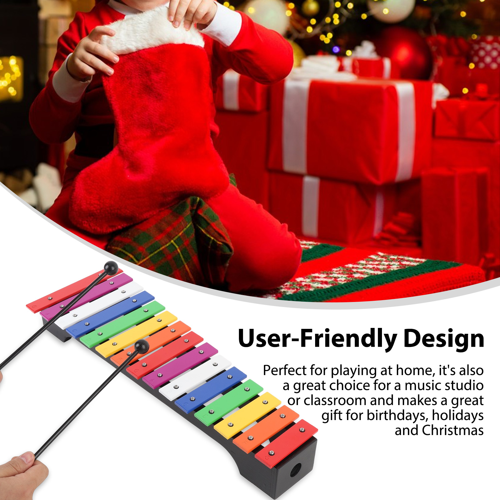 15 Notes Wooden Xylophone with - Musical Instrument Xylophone บทวิจารณ์และราคา
