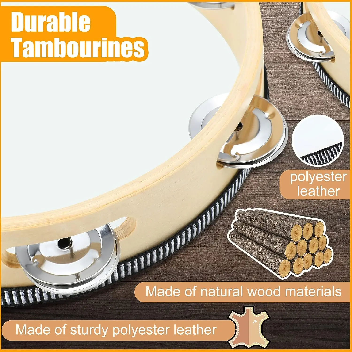 Miwayer Wooden Tambourine with - Musical Instrument Tambourine บทวิจารณ์และราคา