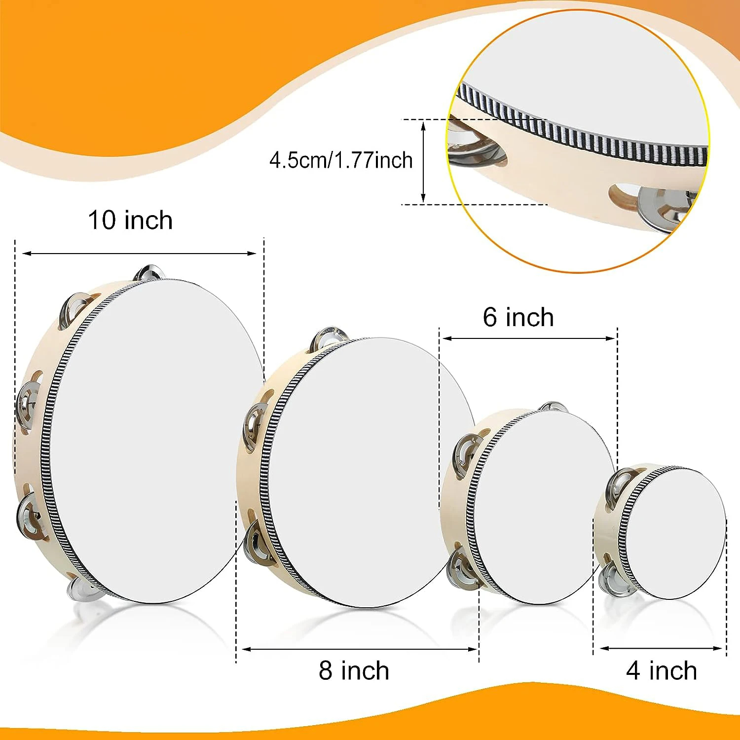 Miwayer Wooden Tambourine with - Musical Instrument Tambourine บทวิจารณ์และราคา