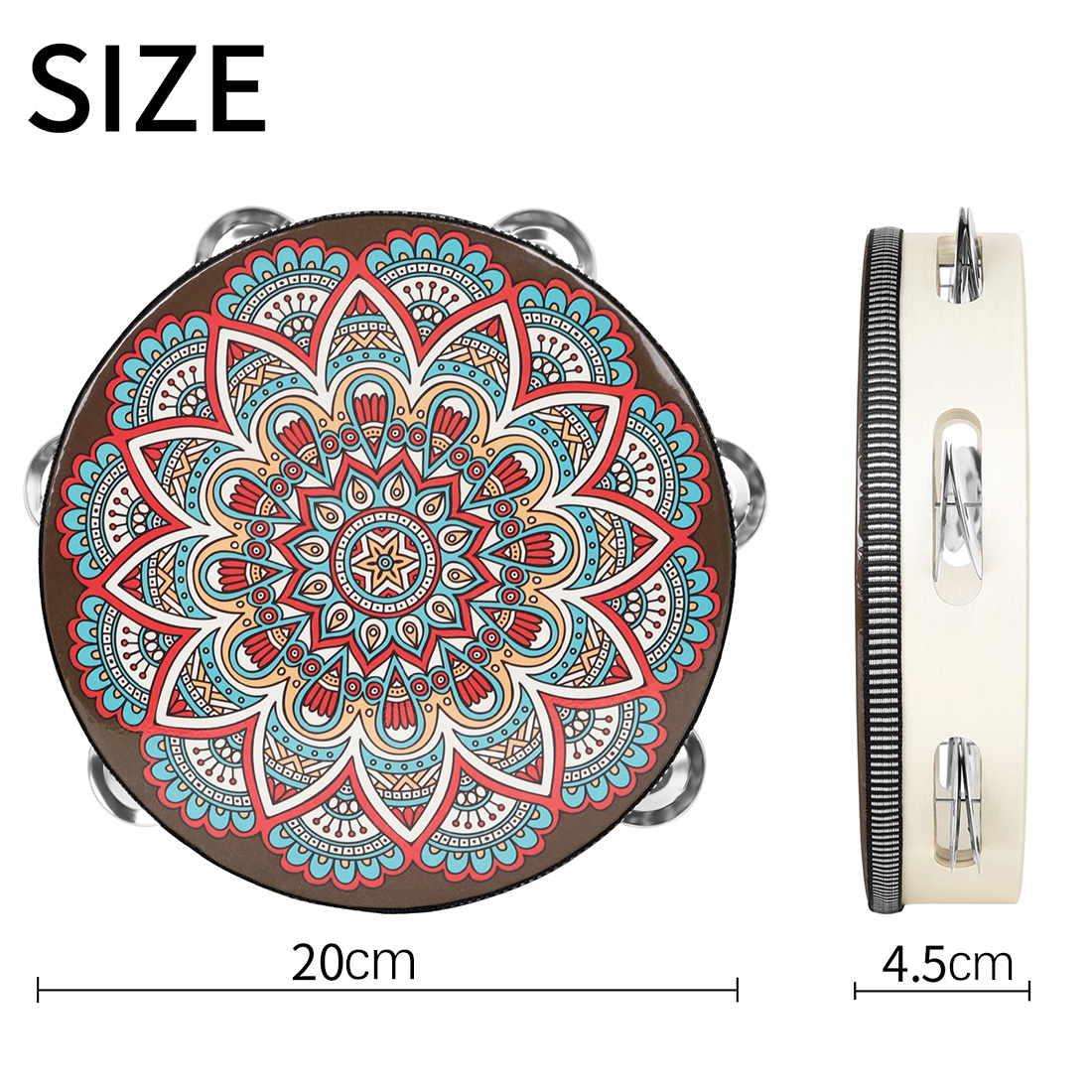 IRIN 8Inch Single Row Ancient  - Musical Instrument Tambourine บทวิจารณ์และราคา